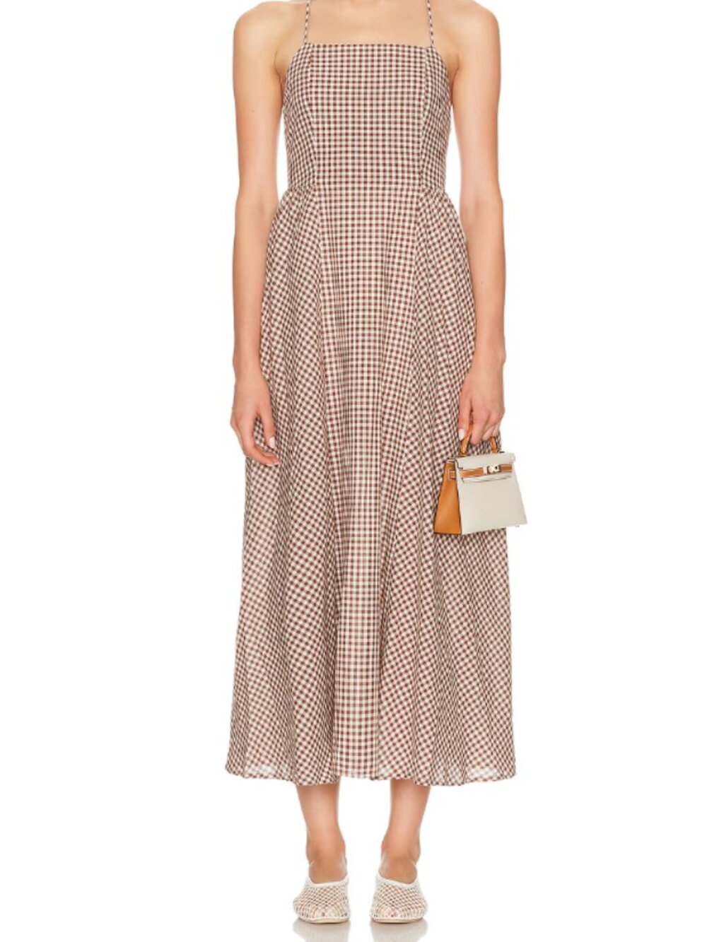 Brown Checkered Midi Dress from Possé SIZE S